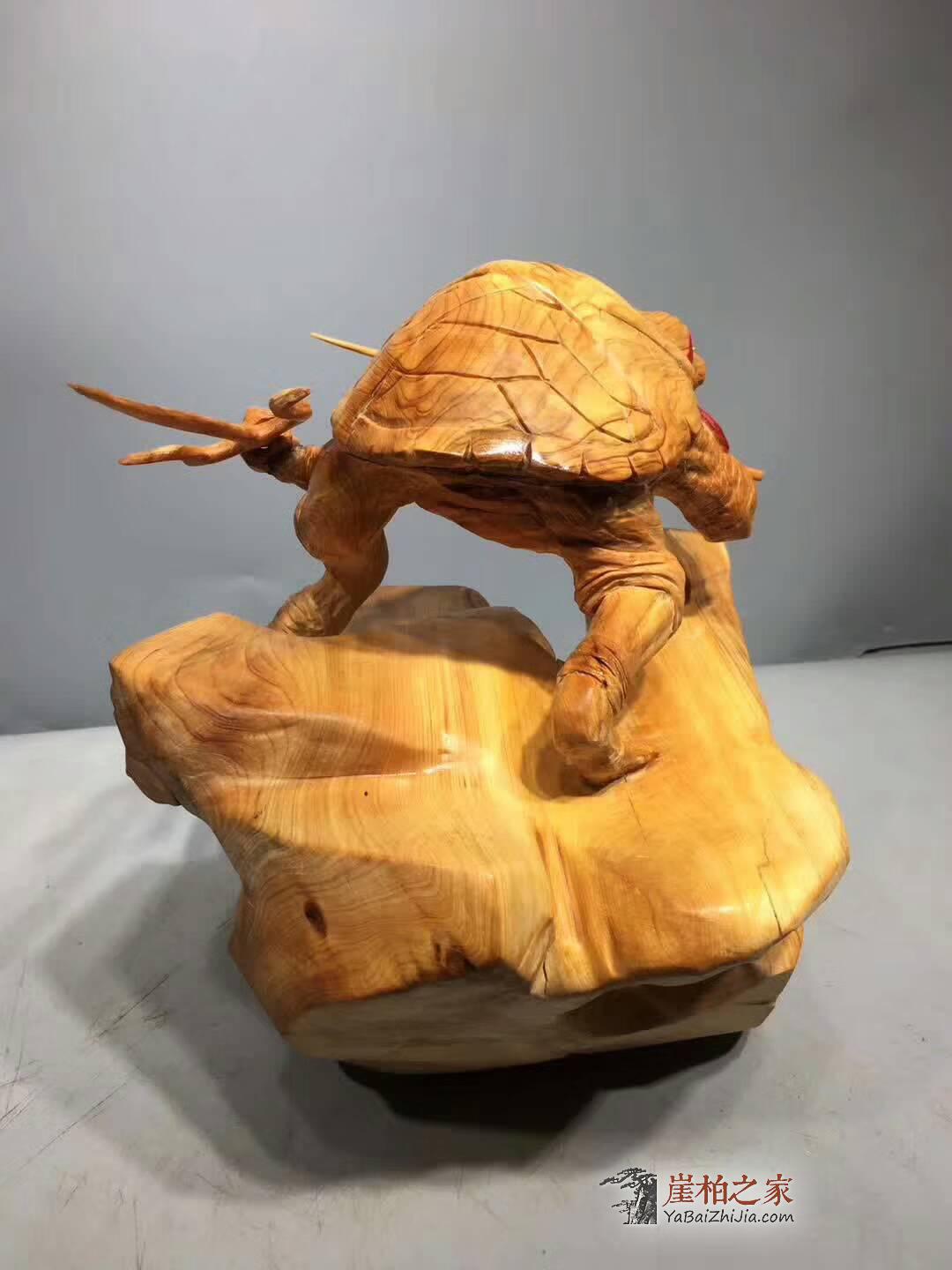 崖柏《忍者神龟》创意独特礼品 雕工细致栩栩如生-8