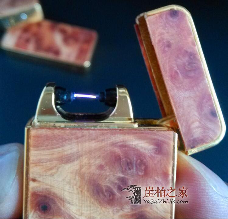 千年太行崖柏打火机满瘤疤防风USB充电弧打火机木质商务品-2