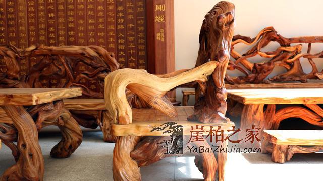 木雕与家具的结合，用艺术手法来创作中国家居生活，崖柏最霸气！-2